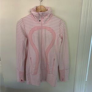 Lululemon In Stride Jacket Pink White Stripe 6